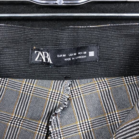 Zara Women Pants Gray Multicolored Stripe Pull On Front Zip Ankle Stretch Medium - Picture 4 of 11